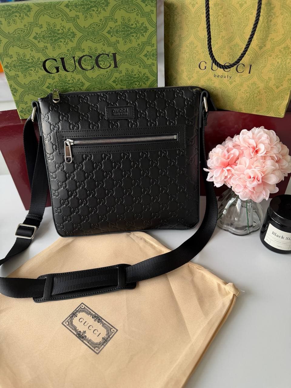 Gucci Signature Leather Messenger Bag чоловіча сумка