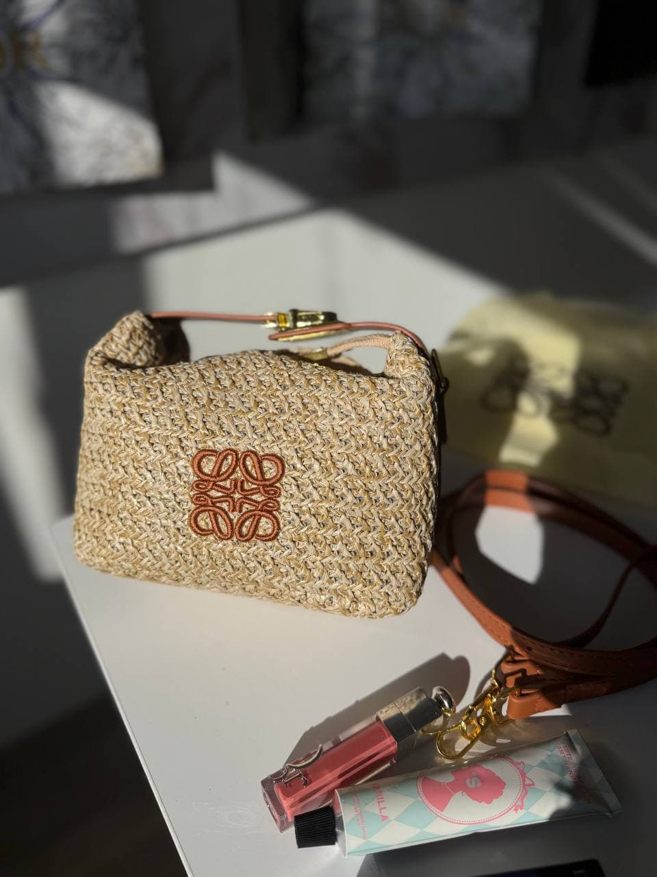 Loewe Anagram Raffia Mini жіноча сумка